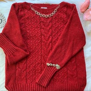 St John’s Bay Cable Knit Red Sweater Large